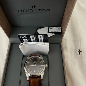 Hamilton Silver Dial Watch with Brown Leather Band